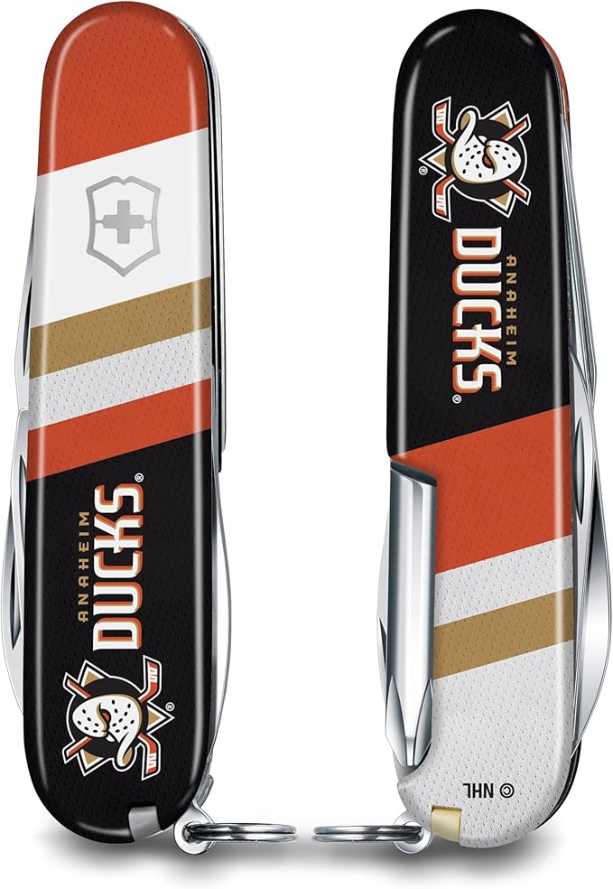 Victorinox Tinker Swiss Army Knife – Compact 12 Function Swiss Made Pocket Knife with Large Blade Small Blade and Bottle Opener – Anaheim Ducks