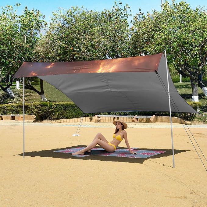 ALAZA Magic Dragon Beach Tent Sun Shelter UPF50+ Protection Beach Shade Canopy w/ 4 Sandbags for Outdoor Camping Fishing Backyard Fun Picnic 10x9 ft