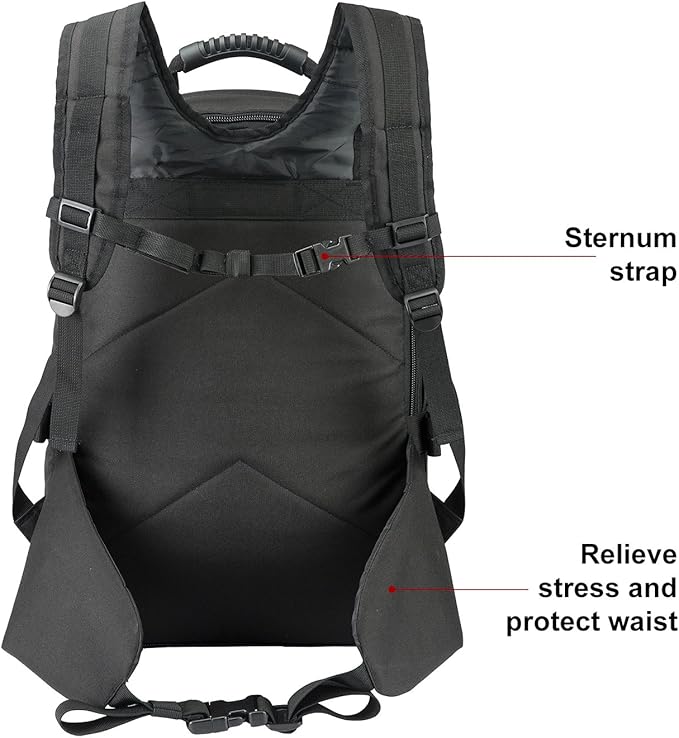 Tactical Backpacks Assault Pack 3 Day Bag Expandable Backpack Out Bag Classic Case Travel Hiking (Black with Belt)