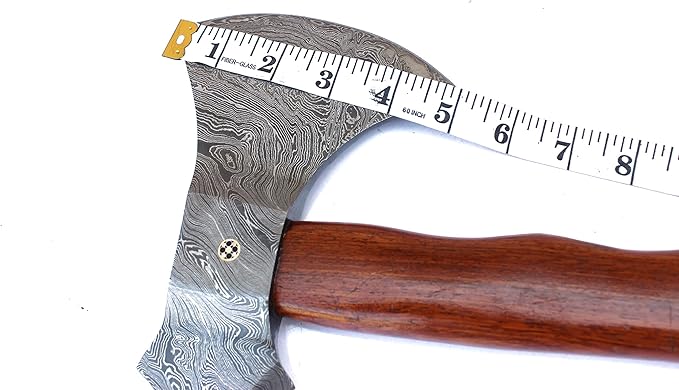 HANDMADE DAMASCUS AXE Tomahawk Axe WOODEN HANDLE WITH LEATHER SHEATH