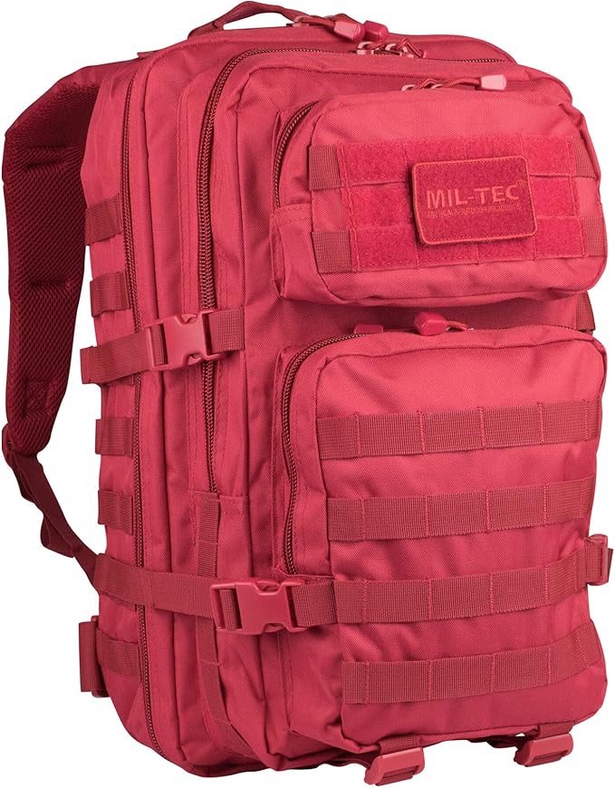 Mil-Tec Unisex Assault Pack - Rugged Durable Lightweight Ergonomic Versatile Tactical Outdoor Camping Hiking Backpack with Adjustable Padded Shoulder Straps &amp MOLLE Loops Red 36L