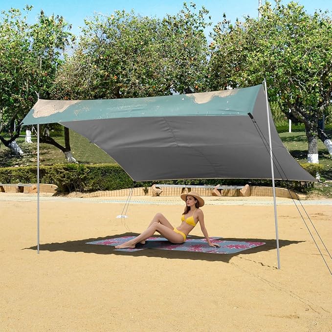 ALAZA Bulldog Puppy Sea Beach Tent Sun Shelter Portable Canopy Sunshade for Outdoor Camping Picnics Backyard Fun 10x9 ft