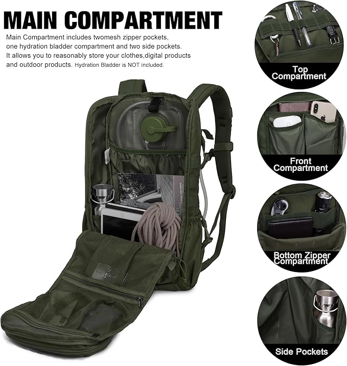 Mardingtop Tactical Backpacks Molle Hiking daypacks for Motorcycle Camping Hiking Military Traveling25L Backpack