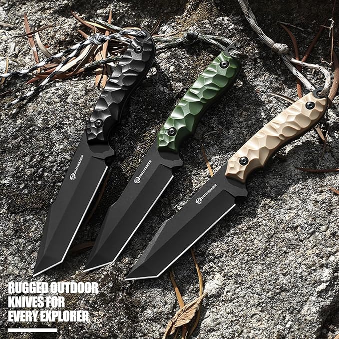DRACHENADER B-ER-TANTO POINT Fixed Blade Tanto Knife with Sheath 5cr14mov Steel 9.29 Tactical Knife for Men with Full Tang Design Khaki