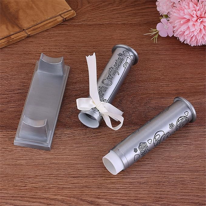 Birth Certificate Holder Silver Plated Zinc Alloy Certificate Holder Birth Certificates Holder Certificate Storage Tube Zinc Alloy