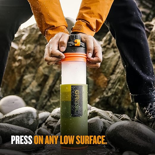GRAYL GeoPress 24 oz Water Purifier Bottle - Filter for Hiking Camping Survival Travel (Oasis Green)