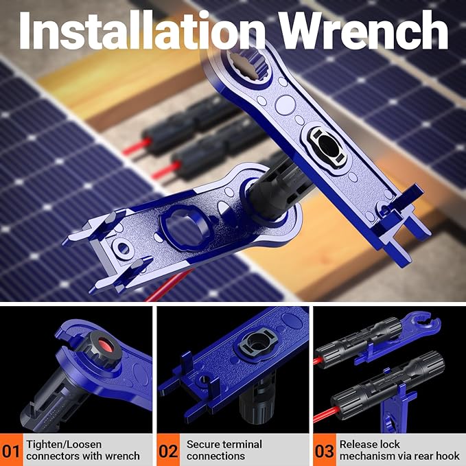 Preciva Solar Crimper Tool Kit 10 Pairs MC4 Connectors &amp 2 Wrench 1 Ratcheting Crimper for 16-6 AWG (2.5-6mm²) Cable Waterproof PV Connector Assembly Kit with Carry Case for Solar Installation