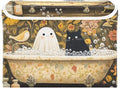 Halloween Ghost Cat Flowers Yellow Storage Box with Lid 1 PC Foldable Storage Bin with Lids Stackable Storage Bins Cube Closet Organizer Basket with Flip-Top Lid &amp Handles for Shoes Books Towels