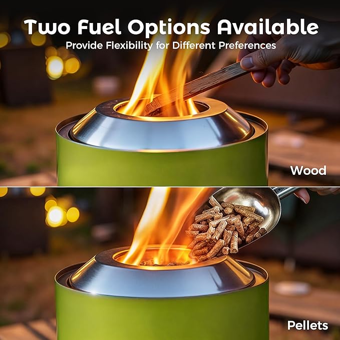 BALI OUTDOORS 6.5 inch Tabletop Fire Pit Round Stainless Steel Table Top Firepit Small Outdoor Smokeless Firepit Portable Green
