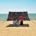 ALAZA Red Rose on Black Beach Tent Sun Shelter Portable Canopy Sunshade for Outdoor Camping Picnics Backyard Fun 10x9 ft