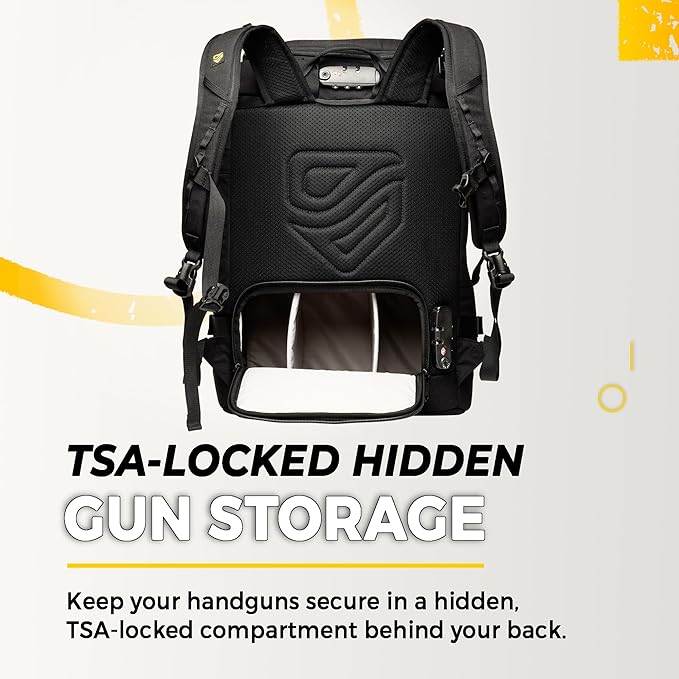 TradeSmart Range Backpack for Handguns Ammo &amp Shooting Gear with 3 Lockable Compartments Ear &amp Eye Protection Kit Optional