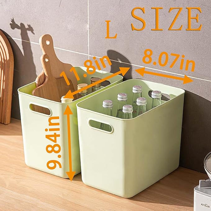 5 pack large plastic White storage bins with Lids Toy Box Chest with HandleOrganizer Containers Baskets for BabyNurseryShelvesPlayroom BedroomOfficeClosethome (Light Green 5L)