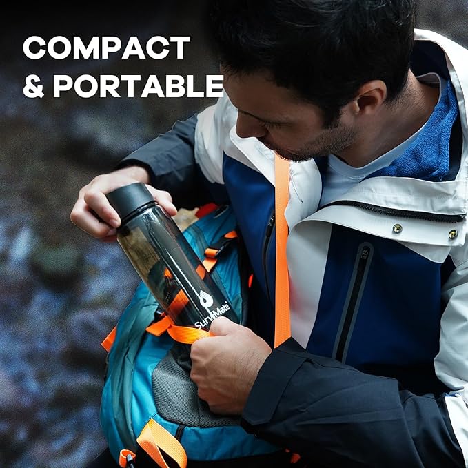 SurviMate Purified Water Bottle for Camping Hiking Backpacking and Travel BPA Free with 5-Stage Intergrated Filter Straw
