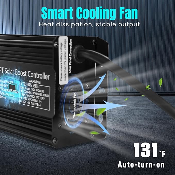 400W Boost MPPT Solar Charge Controller LCD Solar Panel Regulator for24V/36V/48V /60V/72V Lead-Acid LiFePO4 Gel Flooded Batteries etc in Golf CarteBikeClub Car Scooterand Solar System