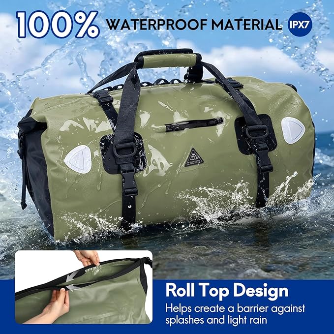 Haimont Waterproof Duffel Bag Roll-top Dry Duffel Bag with Quick-fixed Straps for Motorcycling Rafting Boating SUP Kayaking Travel 50L/70L