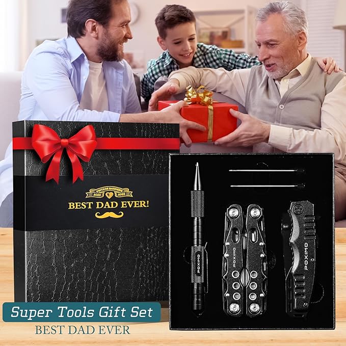 Multitool Gifts for Father Dad Gift Set with 14 in 1 Multi-tool Pliers Pocket Knife &amp Tactical Pen | Premium EDC Survival Kit for Camping Car Emergency | Unique Practical Gift for Father Dad Hi