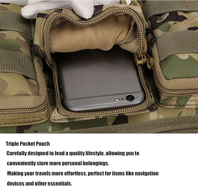 Tactical Pouch Waist Pack Waterproof Cloth Men's Waist Bag Hiking Camping Fishing Outdoor Sports Bag Mountaineering(Brown)