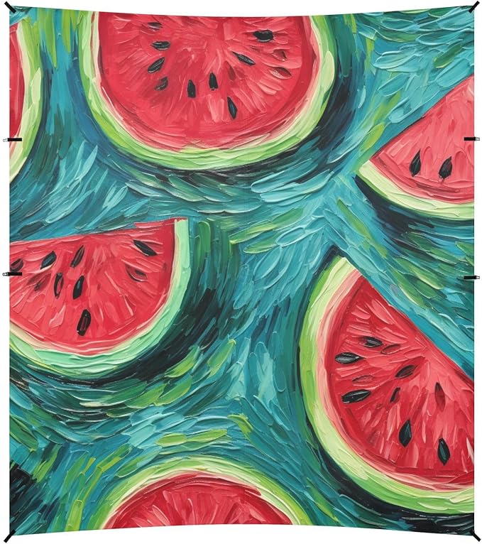 ALAZA Watermelon Oil Painting Beach Tent Sun Shelter Portable Canopy Sunshade for Outdoor Camping Picnics Backyard Fun 10x9 ft