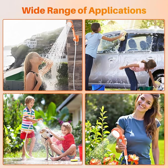 Portable Camping Shower with Heater 6000mAh Rechargeable Portable Shower with 2000W Immersion Heater LED Display Heated Camping Shower for Travel Hiking Car Pet