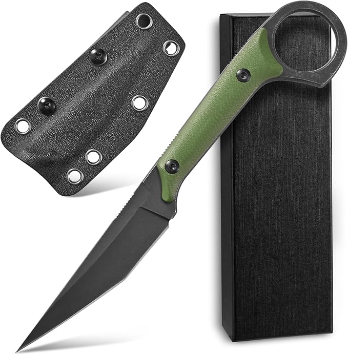 Ccanku C1140 Fixed Blade KnifeD2 Blade G10 Handle Claw Knife for Outdoor EDC Tool Survival Hiking Camping (Army Green)
