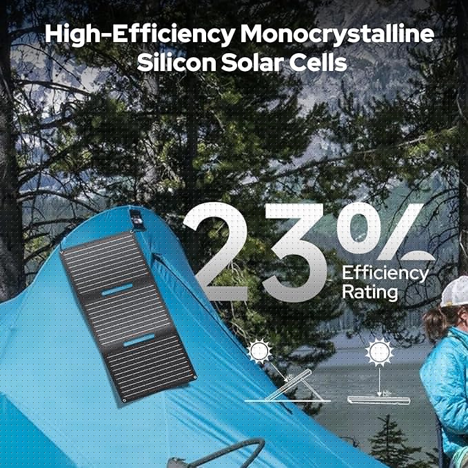 ENOFLO 30W Solar Panel Charger YT30 Foldable Solar Panel IP65 Waterproof Solar Charger with QC3.0 USB &amp DC Output(10 Connectors) 24% High Efficiency for Outdoor Camping