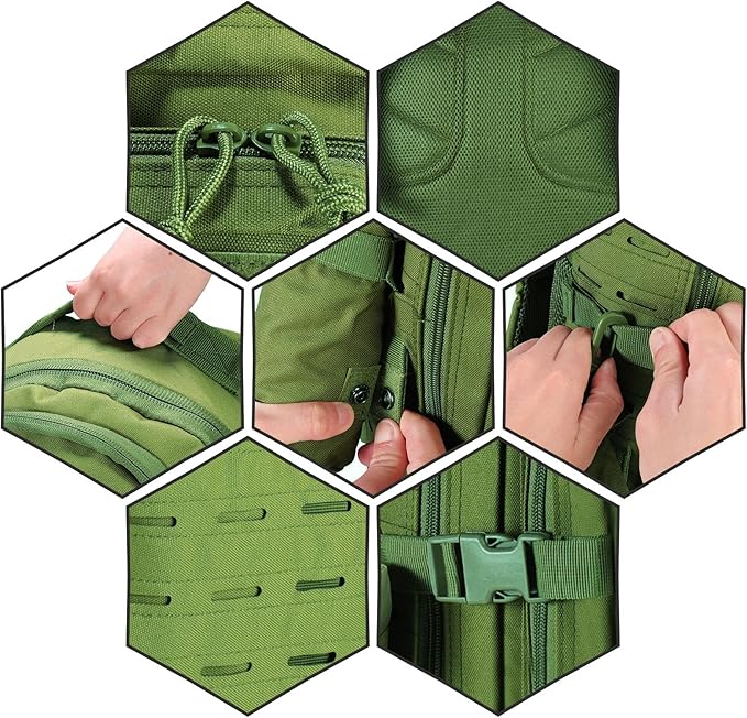 LiveGo 45L Military Tactical Backpack Hiking Trekking Rucksack with Water Bottle Sleeve - Suitable for Hiking Climbing Traveling (Green)