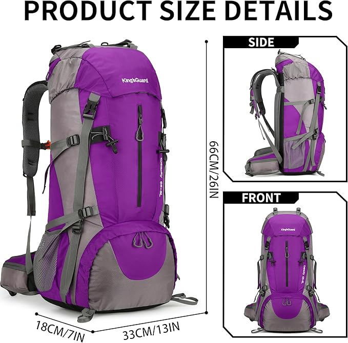 70L Camping Hiking Backpack with Rain Cover Waterproof Backpacking Backpack for Hiking Treeking Climbing Outdoor