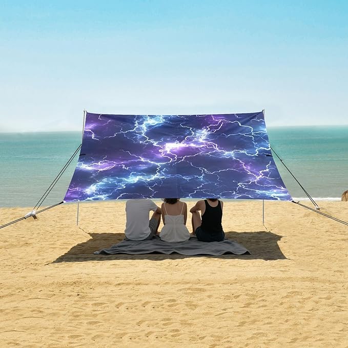 ALAZA Lightning Pattern Beach Tent Sun Shelter Portable Canopy Sunshade for Outdoor Camping Picnics Backyard Fun 10x9 ft