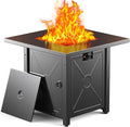 ZAFRO 27.95 Inch Propane Fire Pit Table for Outside50000 BTU Gas Fire Pit Table with Removable LidRain Cover Rectangle Gas Firepit Table for Garden/Patio