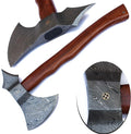 HANDMADE DAMASCUS AXE Tomahawk Axe WOODEN HANDLE WITH LEATHER SHEATH