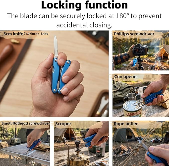 16-in-1 Mini Multitool Pliers: Stainless Steel Folding with Knife Spring-Loaded Needle Nose Wire Cutter Saw Screwdrivers Opener - 115g Lightweight EDC Gear with Nylon Sheath.