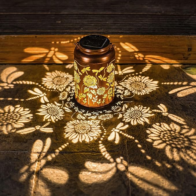 Mothers Day Gifts for Mom Sunflower Solar Lanterns Outdoor Waterproof Hanging Solar LightsGifts for Women Grandma Summer Garden DecorLantern Metal Decorative YardPatioLawnPorchDeckBalcony