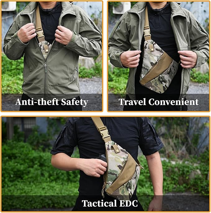 CCW Sling Bag for Concealed Carry Tactical Crossbody Sling Bag with Quick Access Compartment Low Profile Shoulder Chest Bag for Men &amp Women