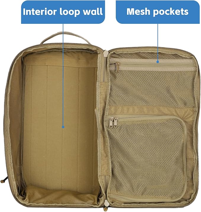 MGFLASHFORCE Tactical Travel Backpack for Men Molle Work Daypack Carry On Bag 15.6 Laptop Compartment Expandable 24L to 35L (Coyote Brown)