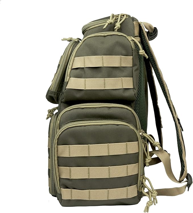 K-Cliffs Tactical Range Backpack – Lockable Bag for 5 Handguns Pouches – 900D Water‑Resistant with Rain Cover &amp USA Patch