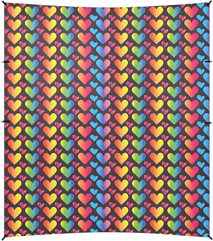 ALAZA Rainbow Hearts LGBT Pride Beach Tent Sun Shelter UPF50+ Protection Beach Shade Canopy w/ 4 Sandbags for Outdoor Camping Fishing Backyard Fun Picnic 10x9 ft