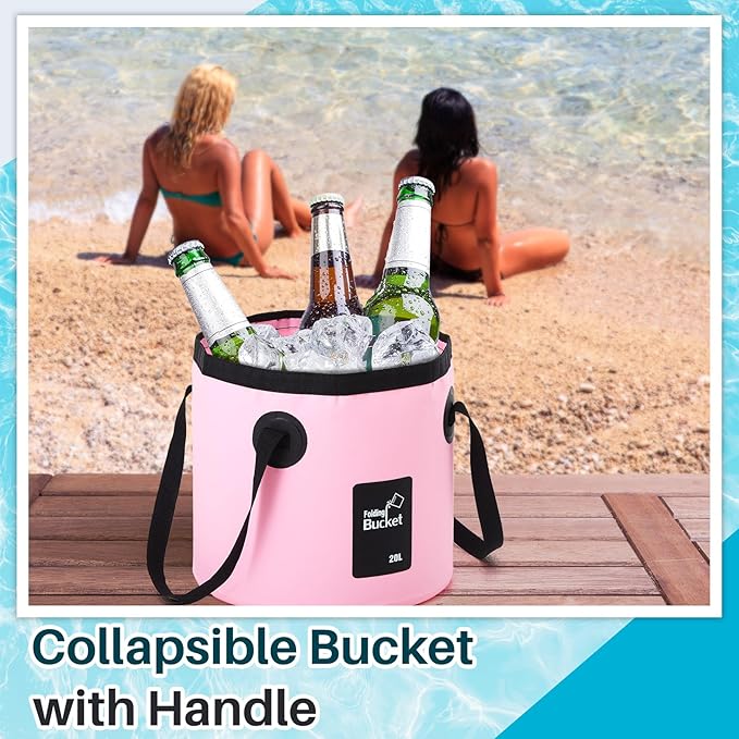 Tessco for you 4 Pcs 20L Collapsible Bucket with Handle 5 Gallon Portable Folding Bucket Foldable Water Container for Camping Hiking Fishing Beach Car Washing