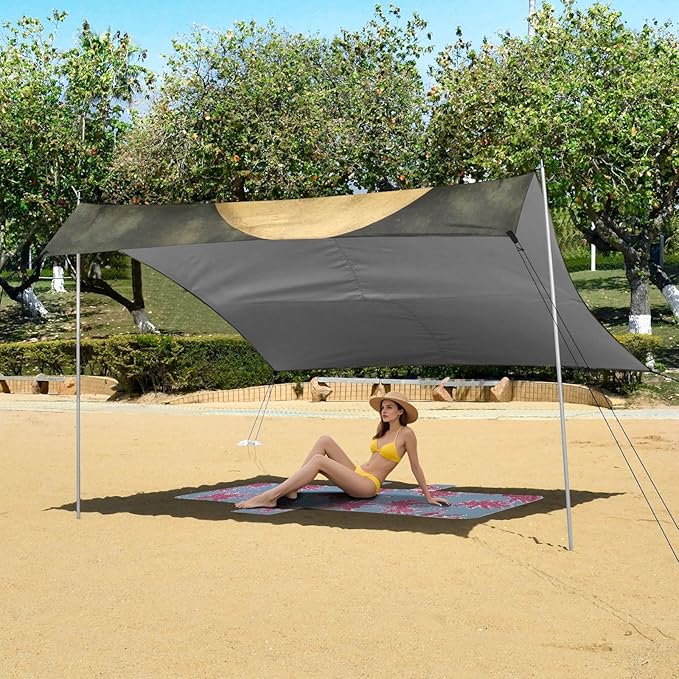 ALAZA Eagles Crescent Moon Forest Beach Tent Sun Shelter Portable Canopy Sunshade for Outdoor Camping Picnics Backyard Fun 10x9 ft