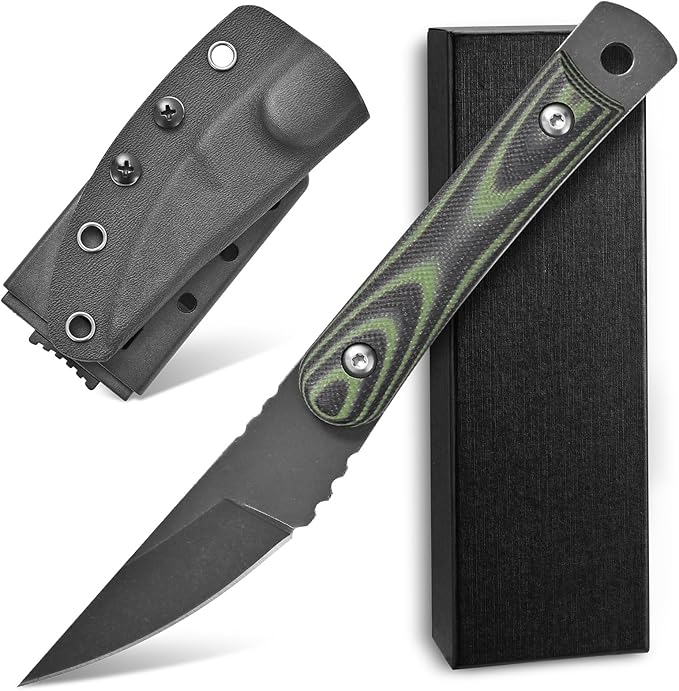 Ccanku C1390 Fixed Blade Knifes 7.3-Inch Outdoor Survival Tools D2 Blade Steel &amp G10 Handle with Kydex Sheaths Clip for Outdoor Activities Camping Bushcraft and Hunting(Black)