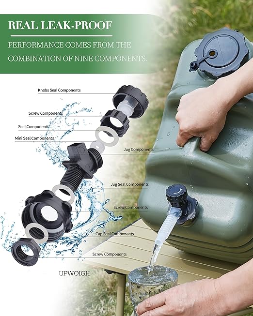 UPWOIGH 5 Gallon Water Jug Camping Water ContainerTruly No Leakage Water StorageLarge Military Green Water TankBPA Free Portable Emergency Water Containers for Outdoors Hiking Accessories