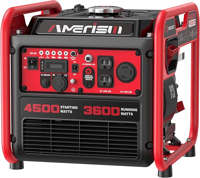 Portable 4500W Gas-Powered Inverter Generator with CO Sensor Lightweight Quiet and EPA-Compliant for Home Emergency Backup and Camping