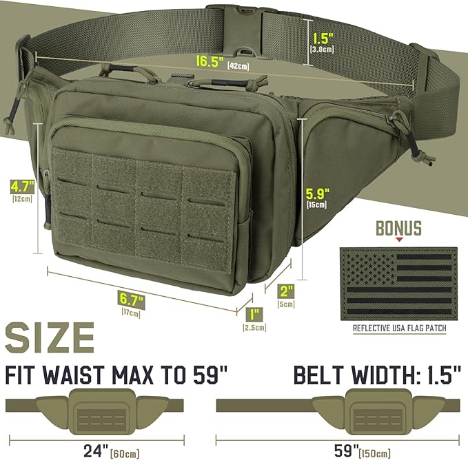 WYNEX Concealed Carry Fanny Pack Pistol Pouch Tactical Fanny Pack Handgun Pouch with Universal Pistol Holster CCW EDC Waist Pack of Adjustable Paracord Suspension System for Men