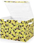 Yellow Duck Cartoon Lidded Home Storage Bins Closet Storage Bins Foldable Oxford Fabric Storage Box for Home Bedroom Closet Office (16.5x12.6x11.8 in)