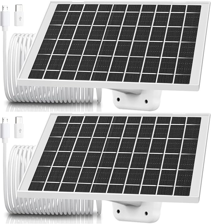 2 Pack 5V 7W Solar Panel Charger for Arlo Essential 2K Outdoor 2nd Gen 3rd XL 2nd 3 GenArlo Pro 6th Gen 2025 Tapo SolarCam C402 C403 A200 Tapo SolarCam 2K+ 4K C460 TP-Link TC82 C425 C420 C400