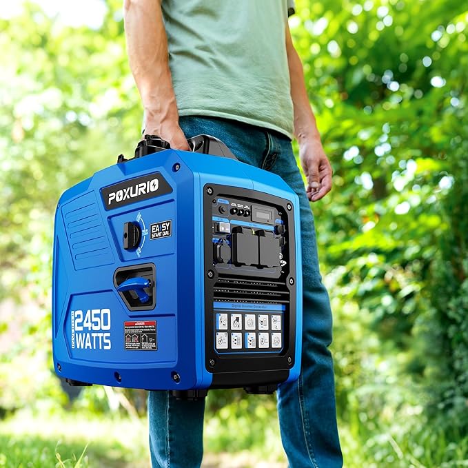 2450-Watt Inverter Generator for Home Use 1.6Gallon Large Fuel Tank Up to 8.3 Hours Use 120V Gas Powered Generator Super Quiet - EPA Compliant