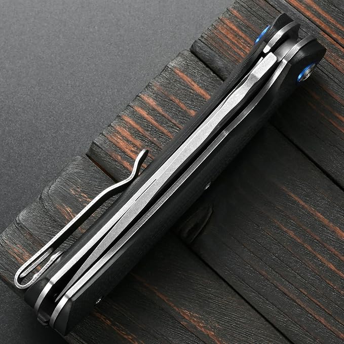 Sitivien ST144 Folding Knife14C28N Steel BladeG10 Handle Pocket Knife for Outdoor EDC CampingSurvivalHikingFishing(Black)
