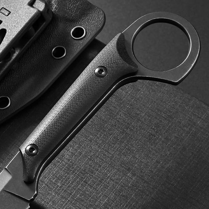 Gtkii GTK140 Fixed Blade Knife D2 Steel Blade G10 Handle EDC Tool Knife for Outdoor Camping Hiking Hunting(Black)