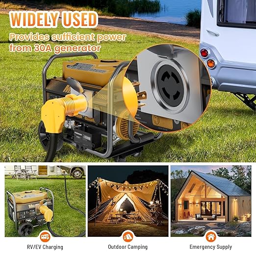 MECMO (2-in-1 Kit) NEMA L14-30P to 14-50R TT-30R RV Generator Adapter Kit 4 Prong Twist Lock 30A Generator Plug L14-30 to 50 Amp 14-50 and 30 Amp TT-30 for RV Camper EV Charger Tesla Level 2 Charging