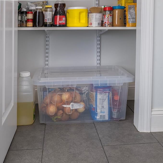 CX 4-Pack 60 Qt Heavy Duty Clear Storage Container with Snap-Tight Lid Stackable Storage Bins Made in USA (15 Gallon 17.2 D x 25.7 W x 12 H)