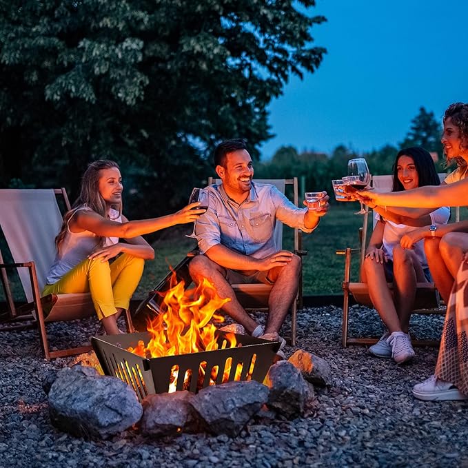 17-inch Fire Pit Outdoor Portable Wood-Burning Fire Pit Log Stove Fireplace for Camping Backyard Garden Picnic Patio and Beach. Comes with A Carry Bag